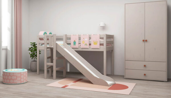 Mid-High Bed with platform and slide