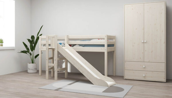 Mid-High Bed with platform and slide