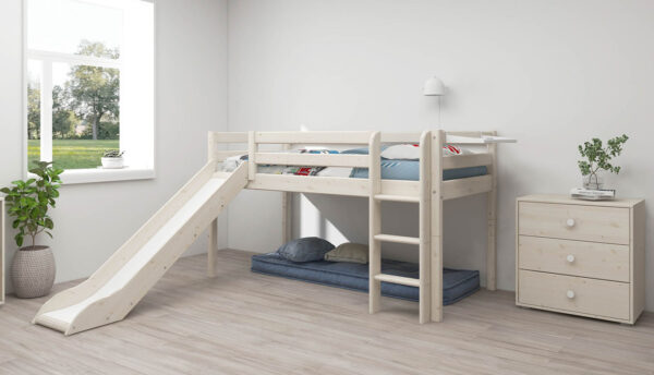 Classic Mid-High Bed with straight ladder and slide