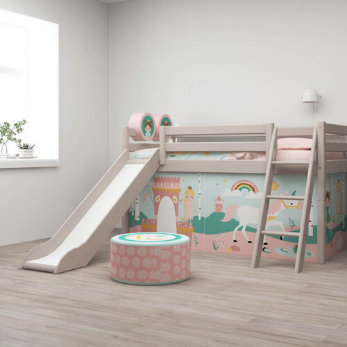 Classic Mid-High Bed with slanding ladder and slide