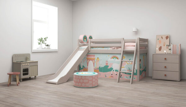 Classic Mid-High Bed with slanding ladder and slide